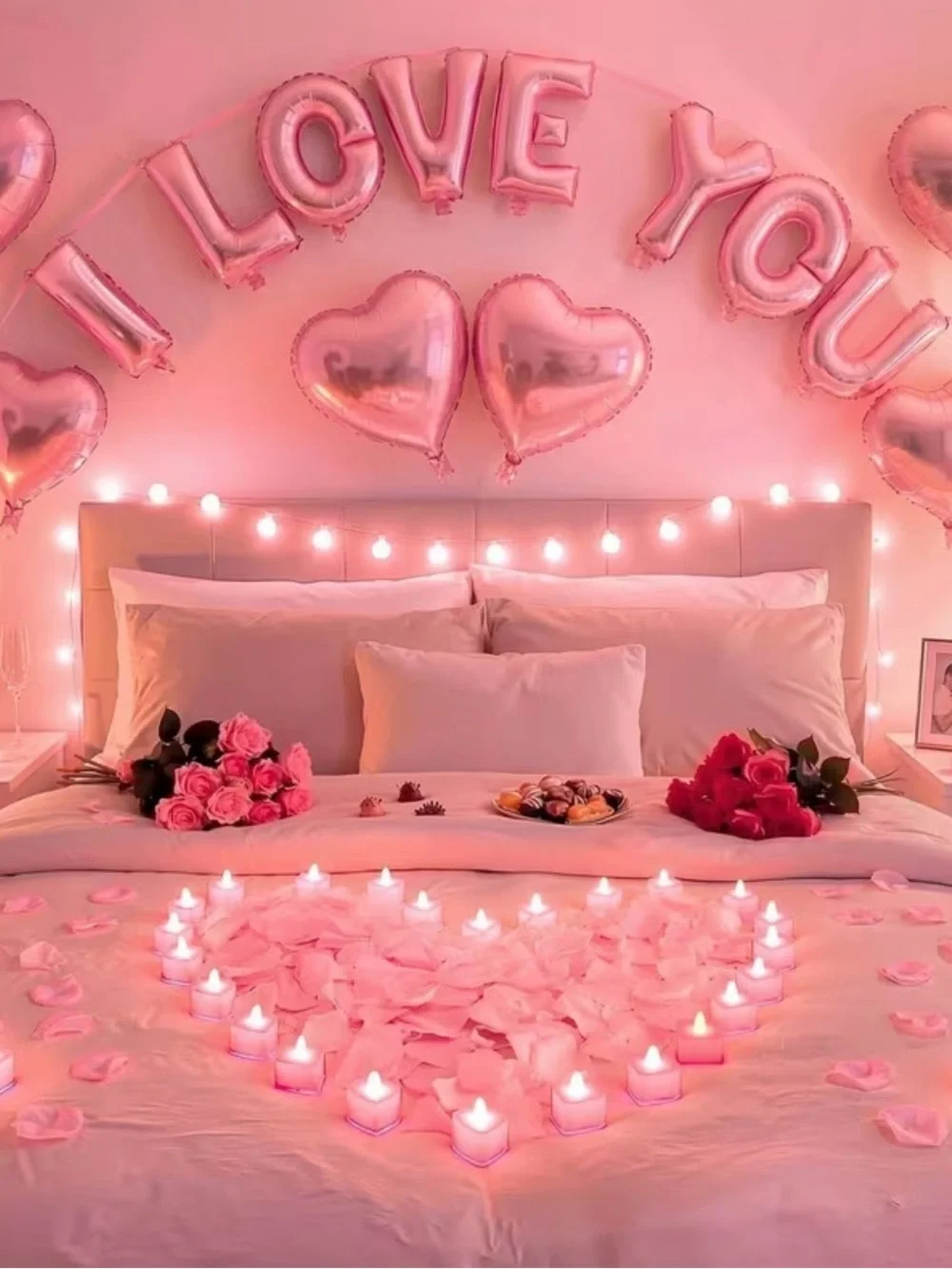 Romantic Pink 'I LOVE YOU' Balloon & Heart Party Set
